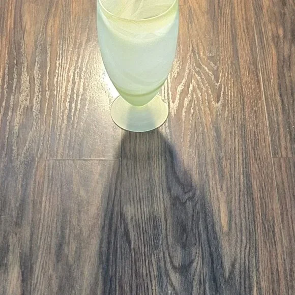Contemporary/Modern Vintage Art Glass Frosted & Green Swirl Pedestal Vase - Picture 3 of 10